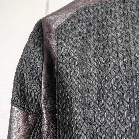 Helmut Lang Textured Fabric Double Zipper Asymmetrical Moto Lamb Leather Jacket - Picture 6 of 11